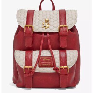 Loungefly Disney Winnie the Pooh Honeycomb Pattern Buckle Strap Backpack NWT